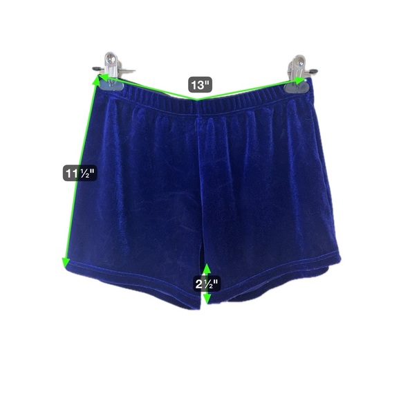 Jed North Sapphire Blue Faux Velvet Biker Shorts | Soft Stretchy 100% Polyester - Picture 4 of 5